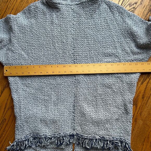 Free People Love Me Tender Cardigan Sweater Hooded Knit Fringe Blue Small - Picture 7 of 12